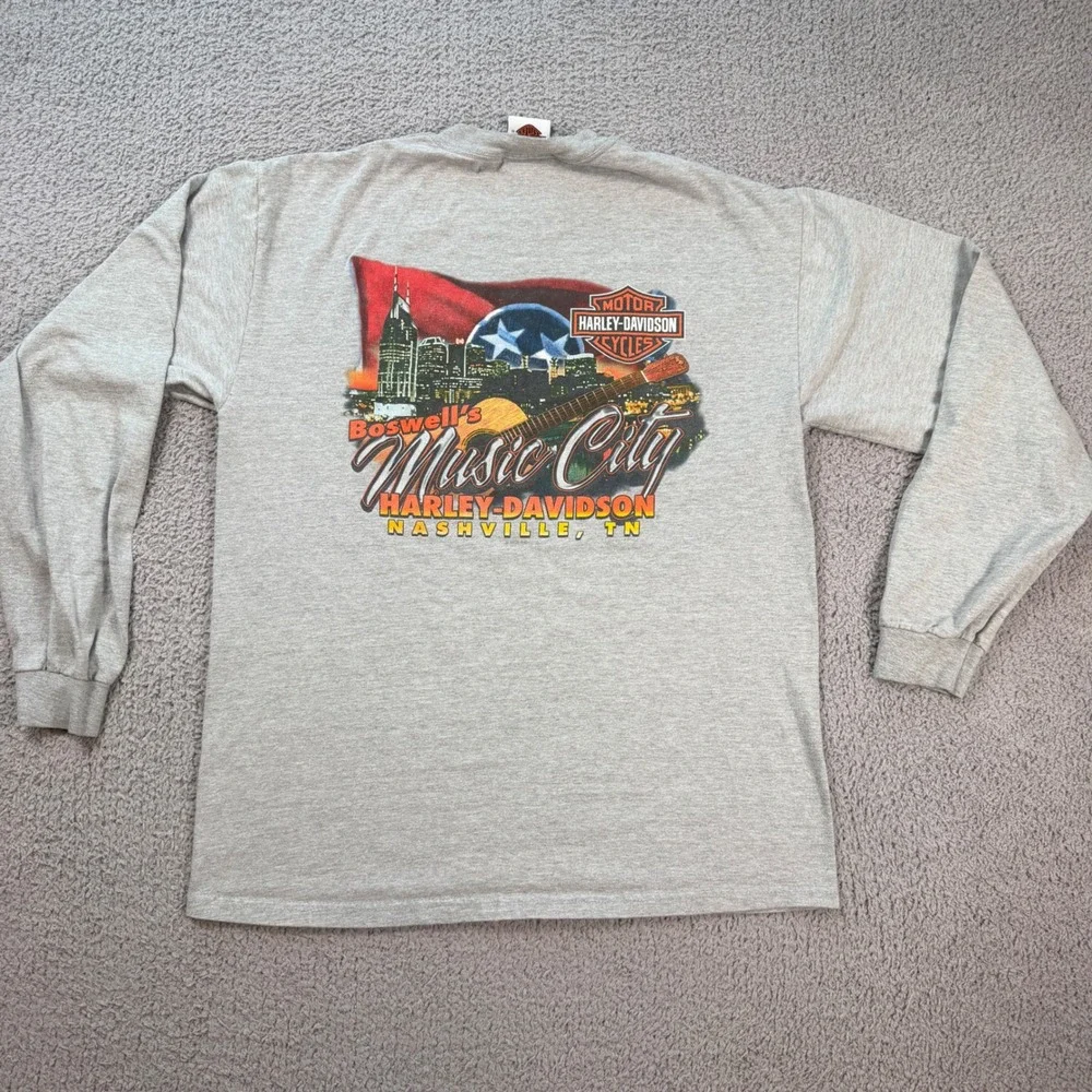 Vintage Harley Davidson Nashville Long Sleeve Shirt Boswell's TN L Made In USA - Picture 1 of 5